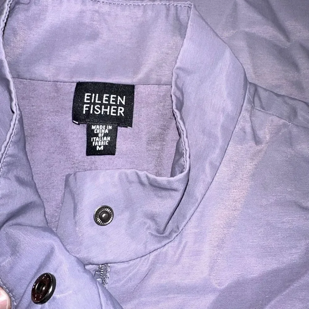 Eileen Fisher Womens Purple Full Zip‎ Vest Medium Cotton Nylon Blend Modern Chic